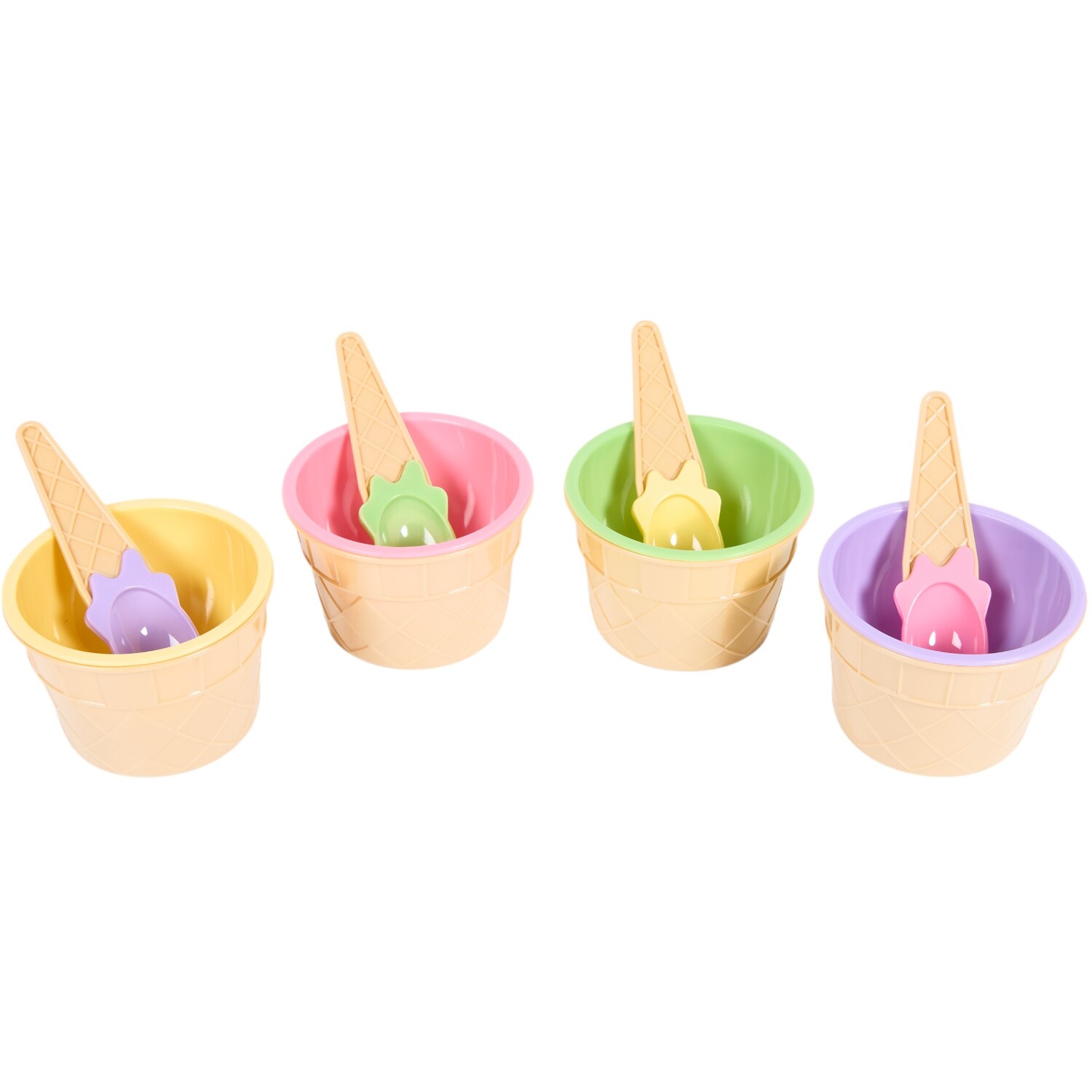 Set of 4 Ice Cream Bowls with Spoons Multicolour Image 6