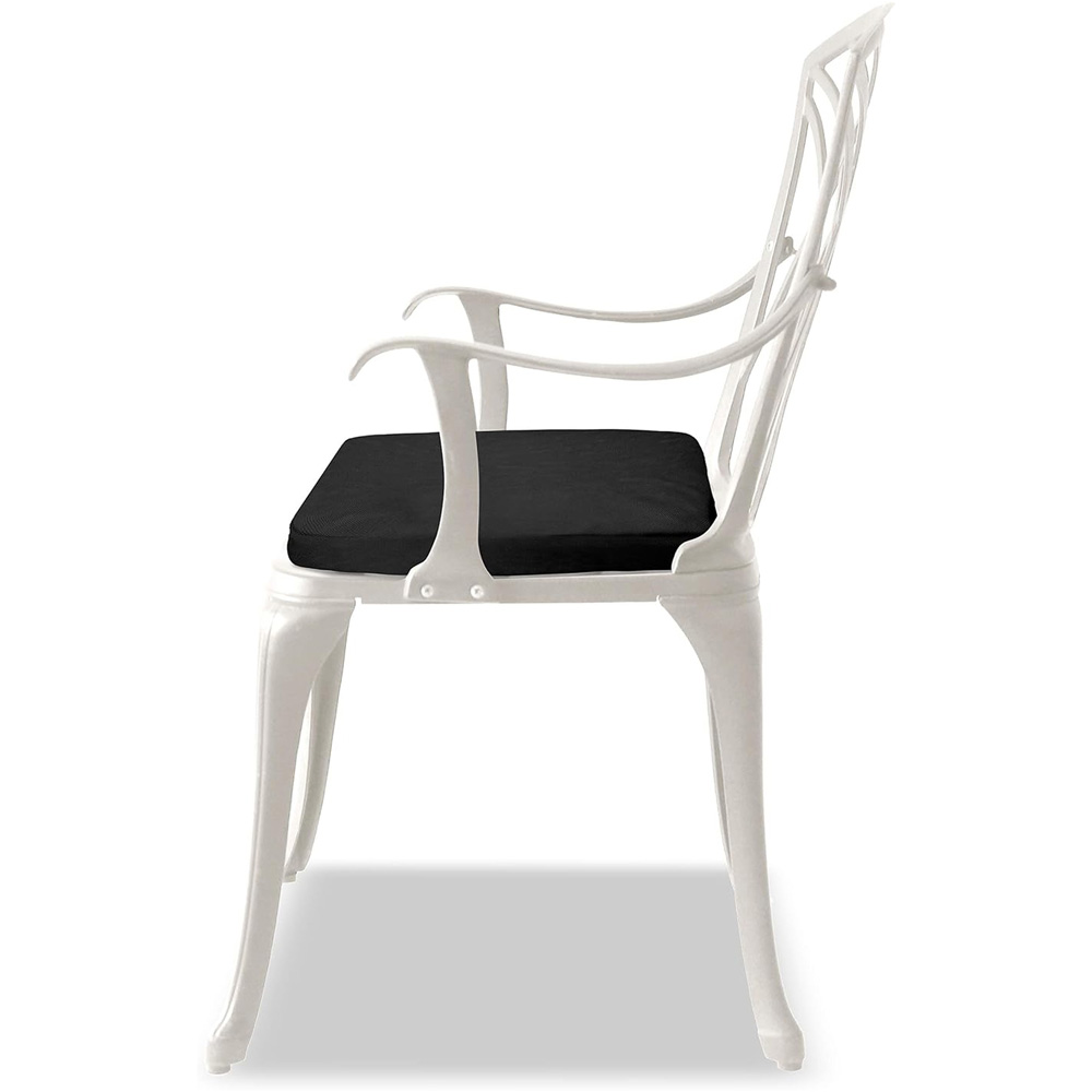 Centurion Oshowa 2 Seater White and Black Cast Aluminium Garden Bistro Set with Cushions Image 3