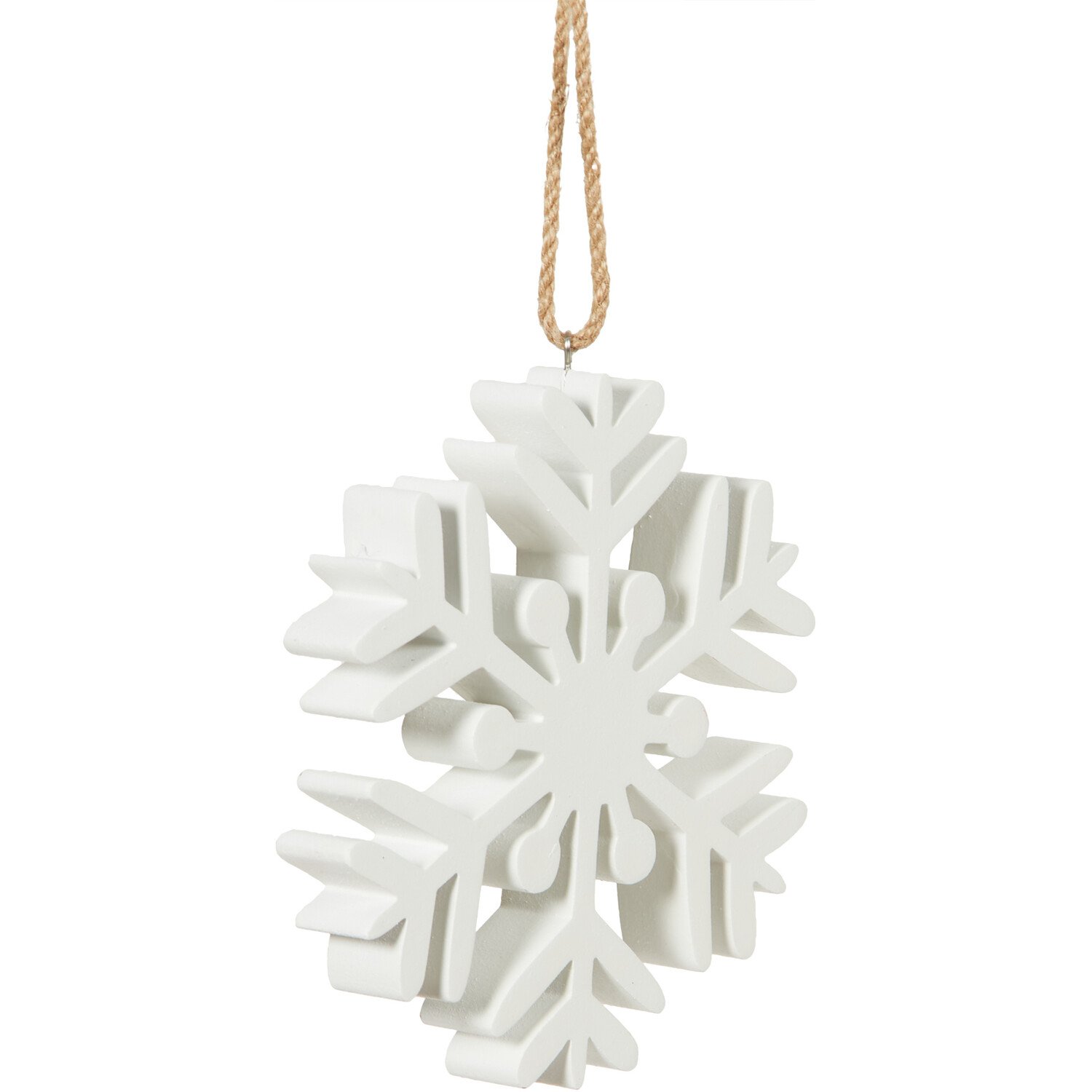 Wooden Snowflake White - White Image 2