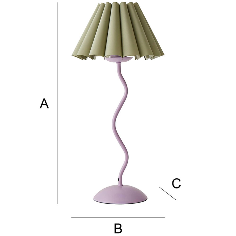 ValueLights Wiggle Sage and Pale Purple Pleated Scallop Shade Table Lamp and LED Bulb Image 7