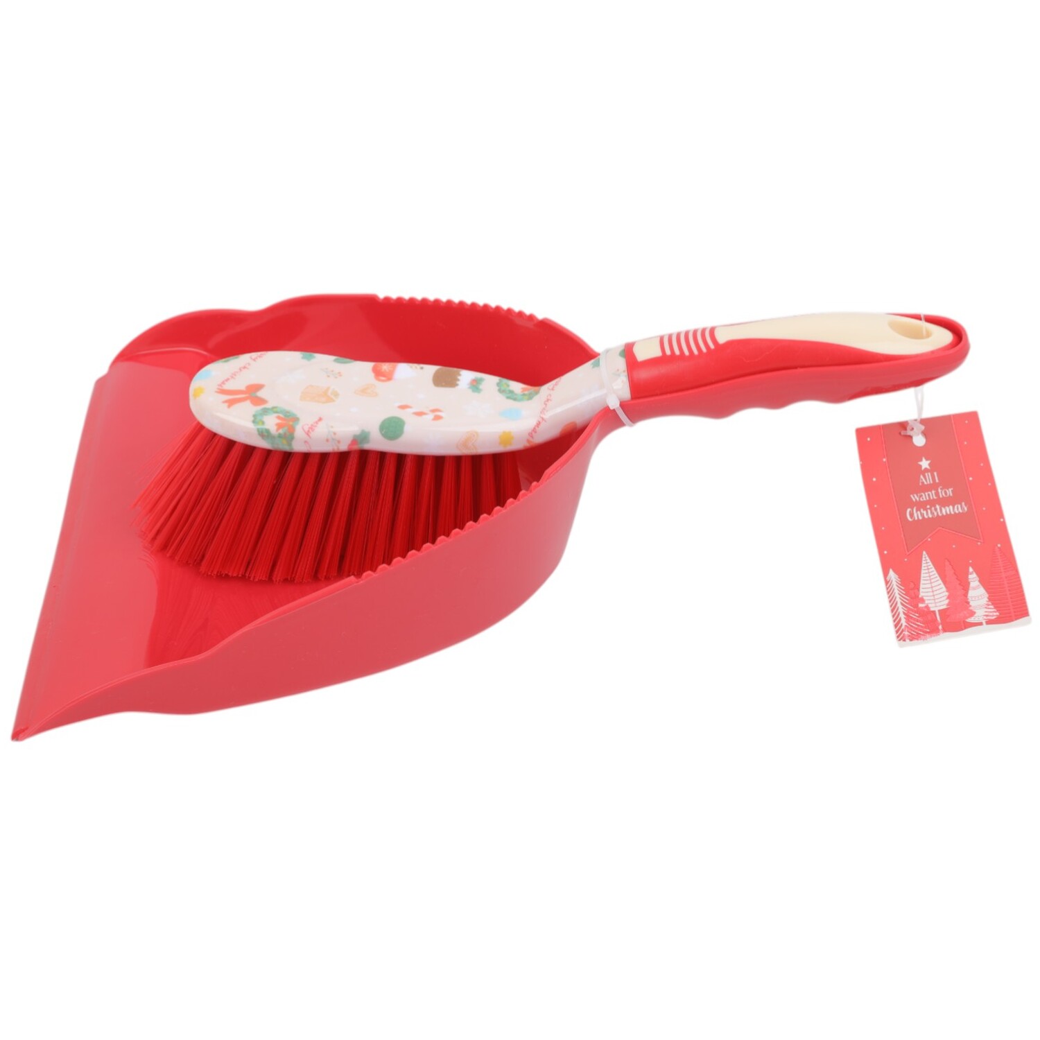 Cosy Christmas Dust Pan and Brush Red Image 3