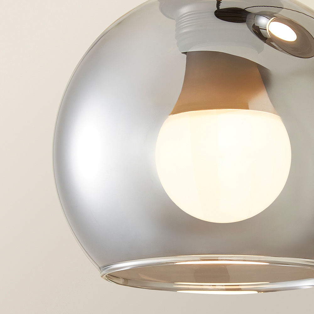 ValueLights Bellamy Smoked Glass Globe 3 Drop Matte Black LED Ceiling Pendant Light Image 3