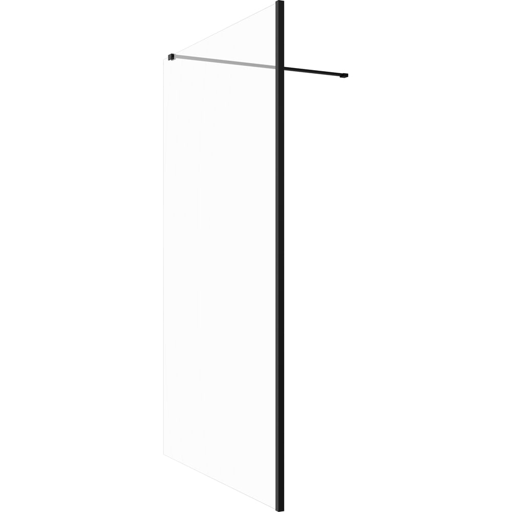Bathstore Nero Glass Wetroom Shower Panel with Matt Black Profile and Front Bar 700mm Image 3
