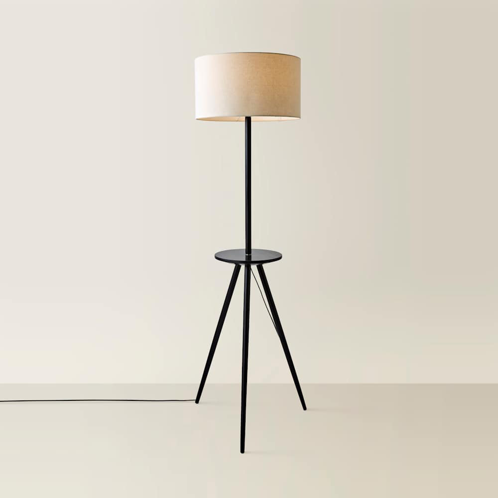 ValueLights Desmond Side Table Black Wood Tripod LED Floor Lamp with Bulb Image 4