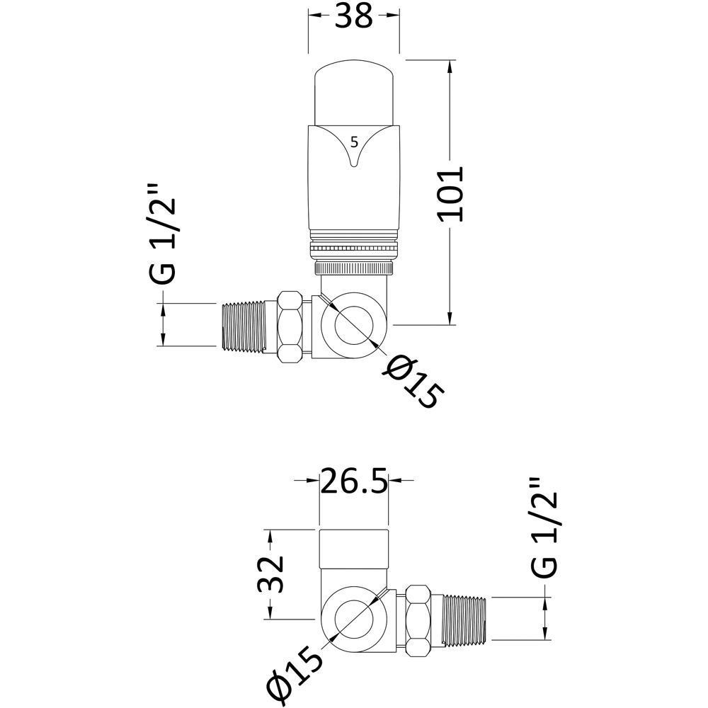 nuie Heating Accessories Chrome Pair Of Corner Thermostatic Radiator Valves Image 2