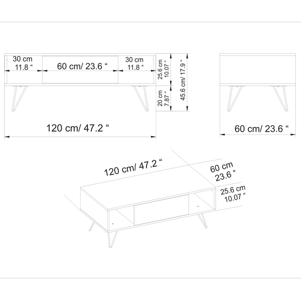 Decorotika Mistico 2 Open Shelf Walnut and White Coffee Table Image 7