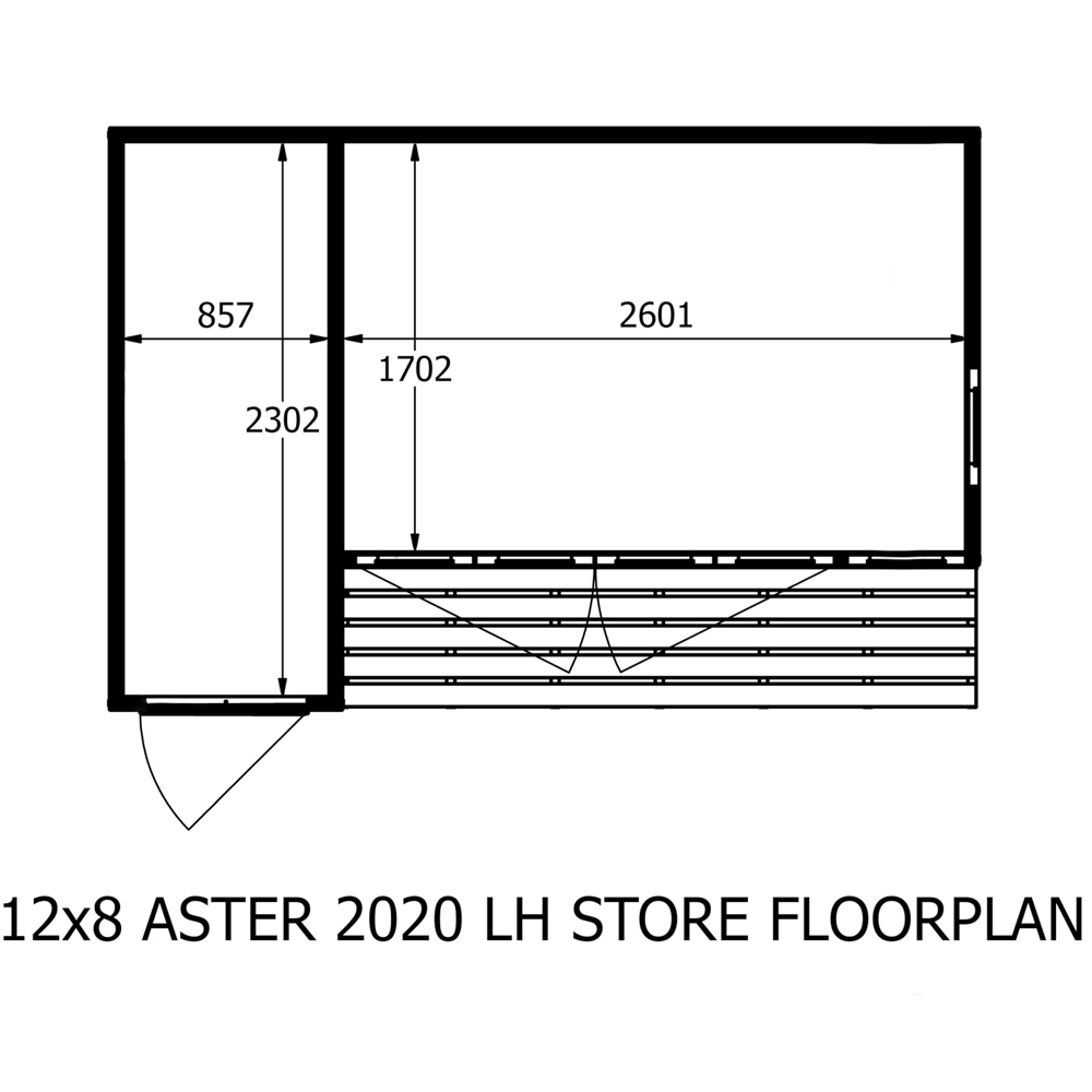 Shire Aster 12 x 8ft Shiplap Left Hand Storage Pent Summerhouse Image 6