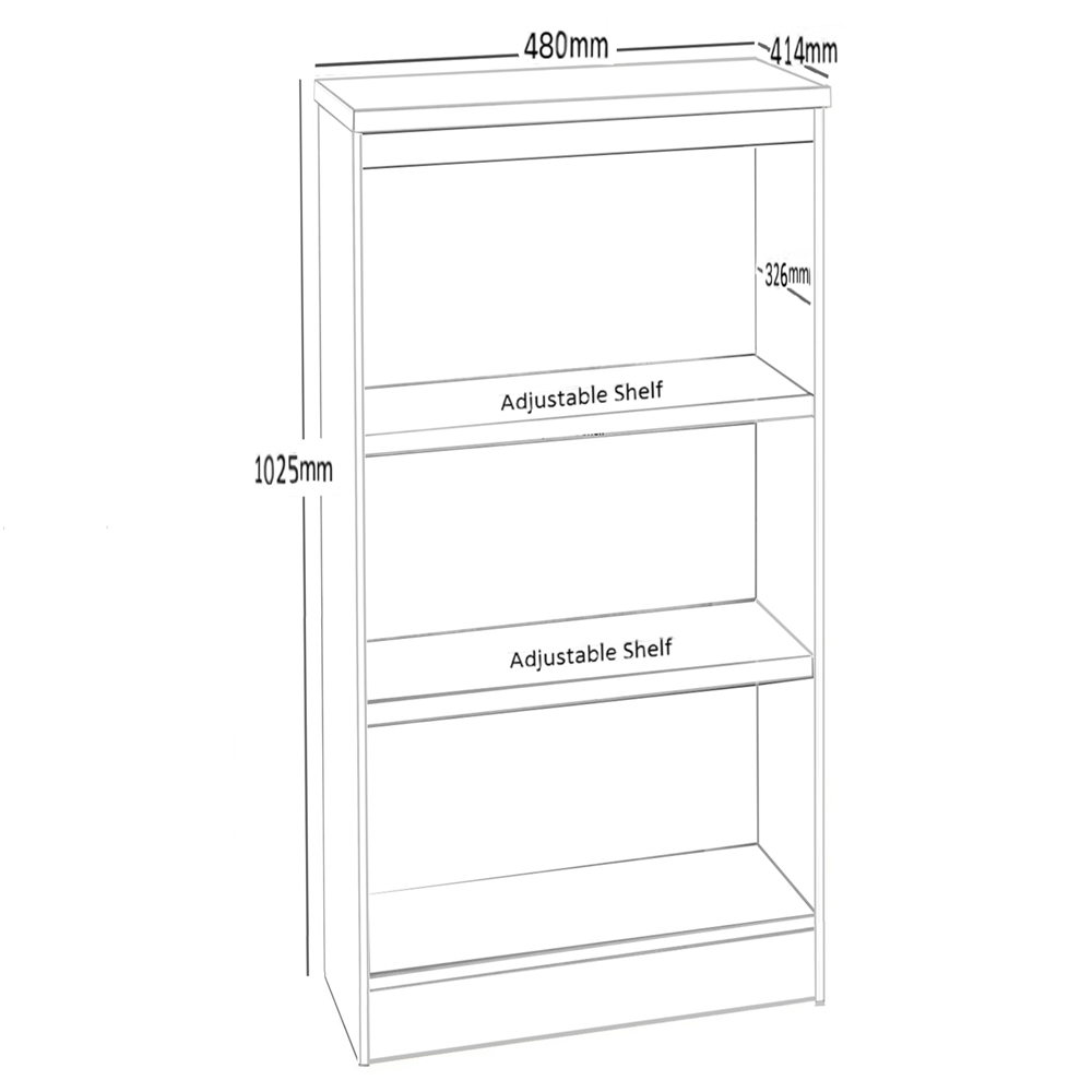 R White Cabinets 3 Shelf White Mid Height Bookcase Image 5