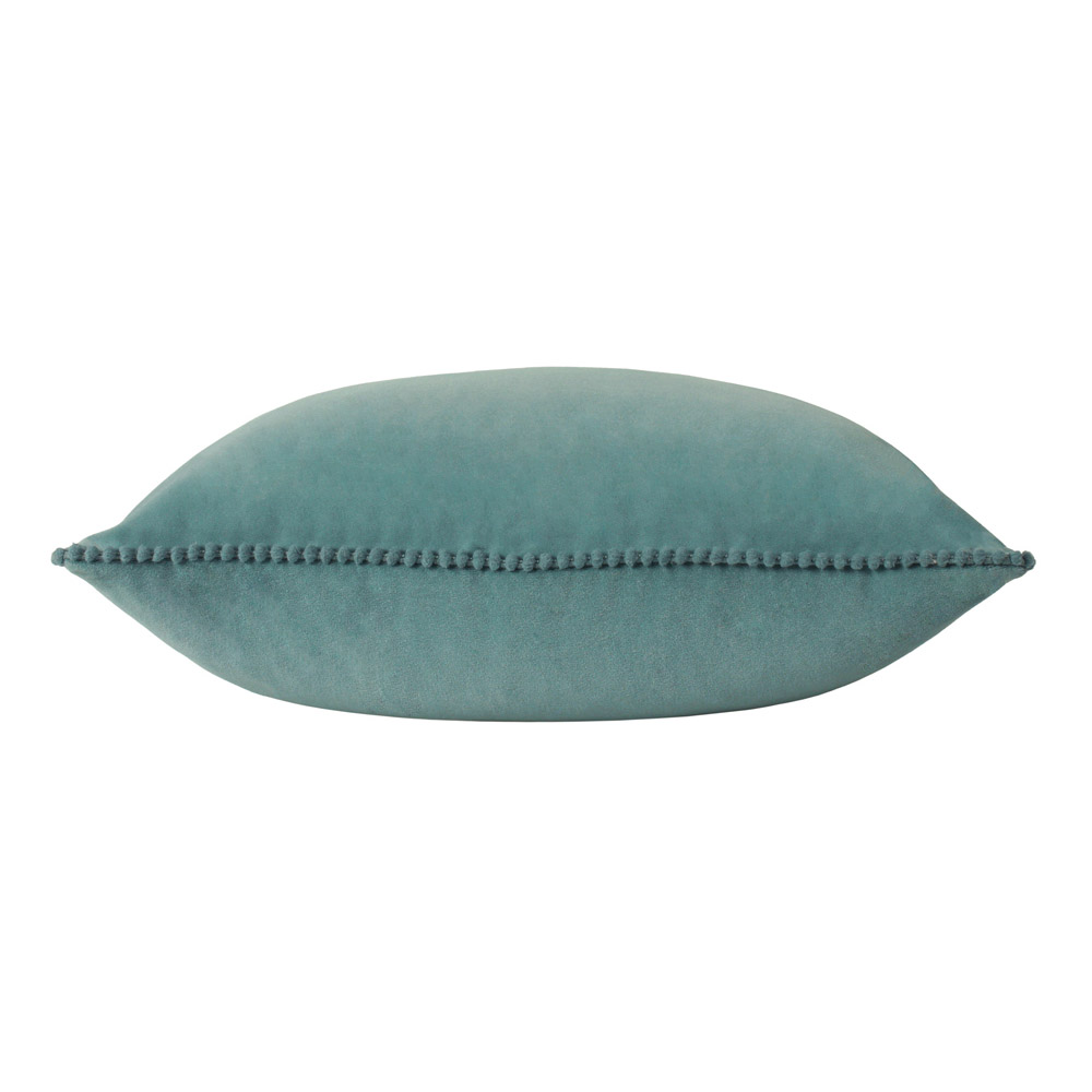 furn. Cosmo Blue Square Velvet Pom-Pom Cushion Image 2