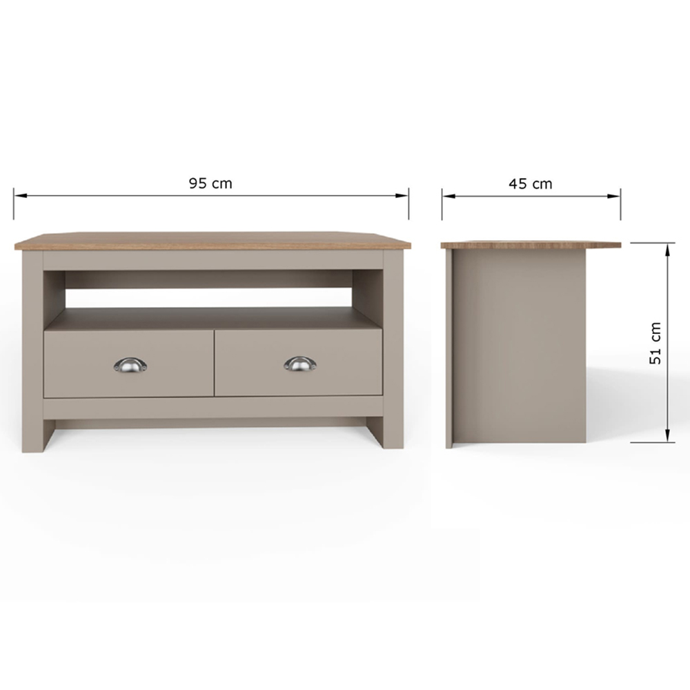 GFW Lancaster 2 Drawer Grey Corner TV Unit Image 9