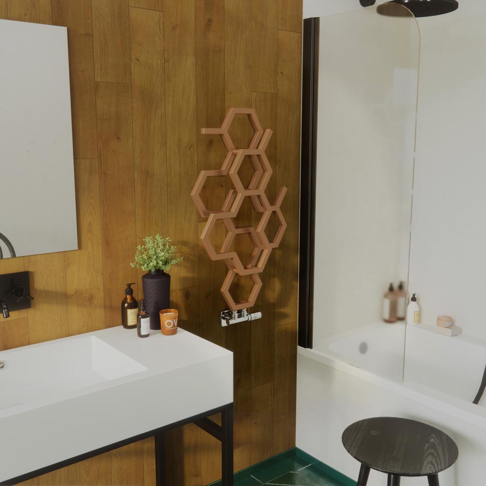 Terma Hex 846 BTU Bright Copper Radiator 821 x 486mm Image 6