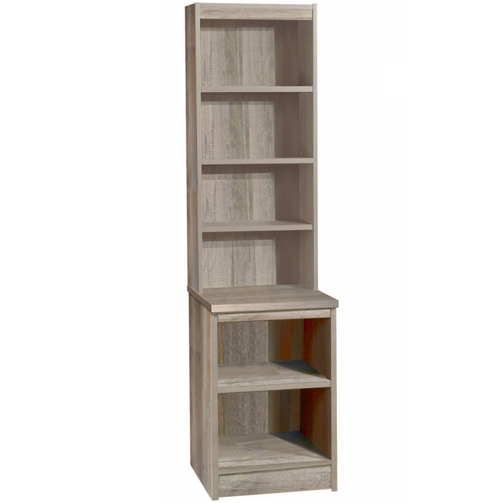 R White Cabinets 6 Shelf Grey Desk Height Bookcase with Hutch Image 2
