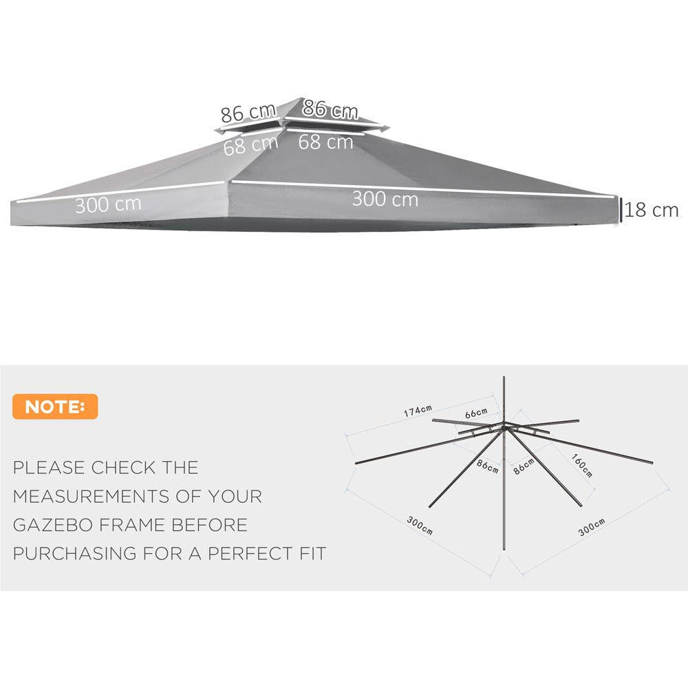 Outsunny 3 x 3m Deep Grey Replacement Gazebo Canopy Image 8