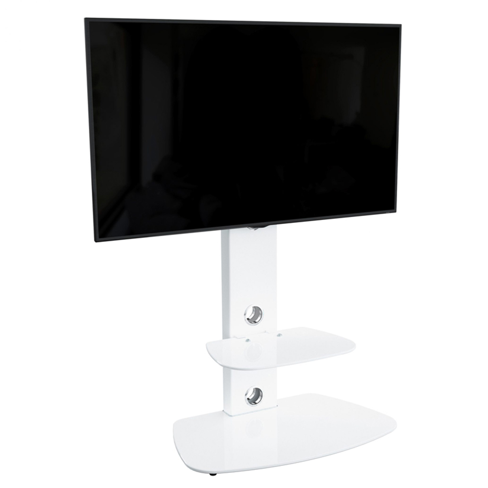 AVF Lucerne Satin White Curved Pedestal TV Unit Image 3