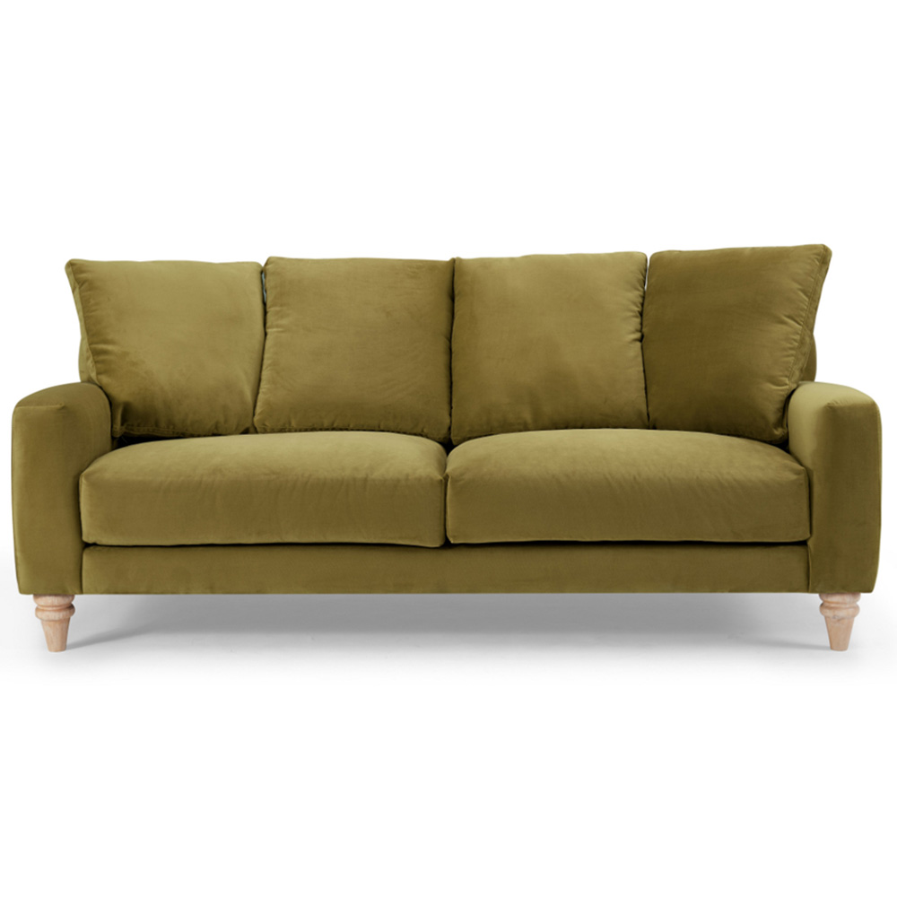 Home Detail Covent 3 Seater Olive Green Velvet Sofa Image 3