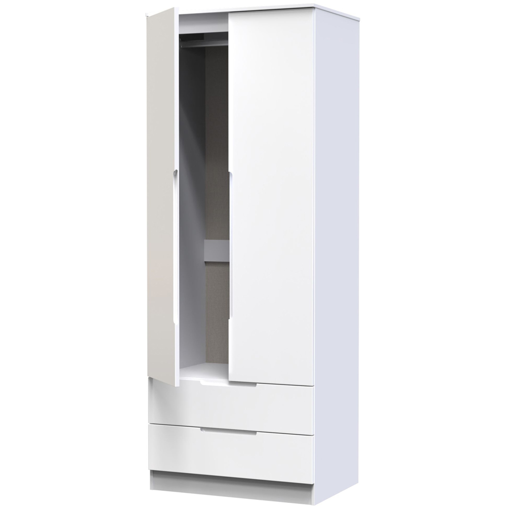 Crowndale Milan 2 Door 2 Drawer Gloss White Tall Double Wardrobe Image 6