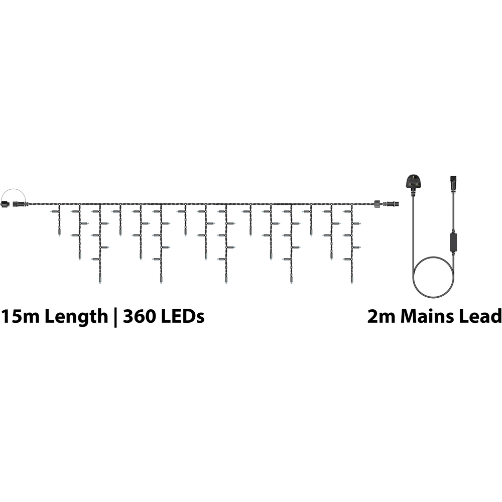 Eagle Connect Warm White LED Black Icicle Light 15m Image 7