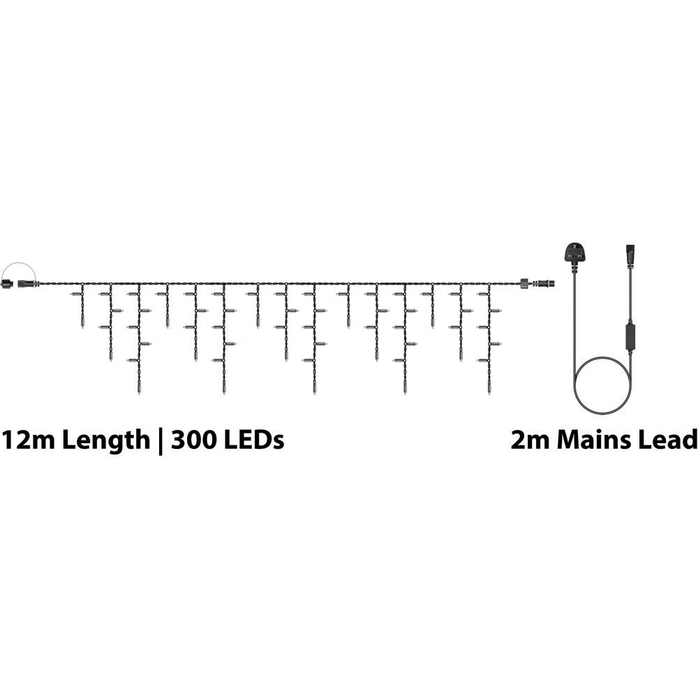 Eagle Connect Warm White LED Black Icicle Light 12m Image 7