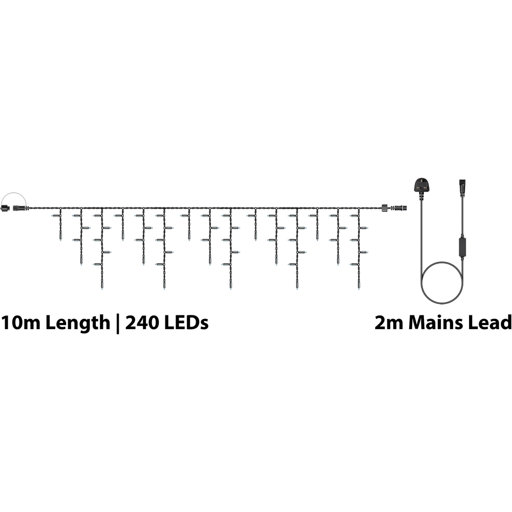 Eagle Connect Warm White LED Black Icicle Light 10m Image 9