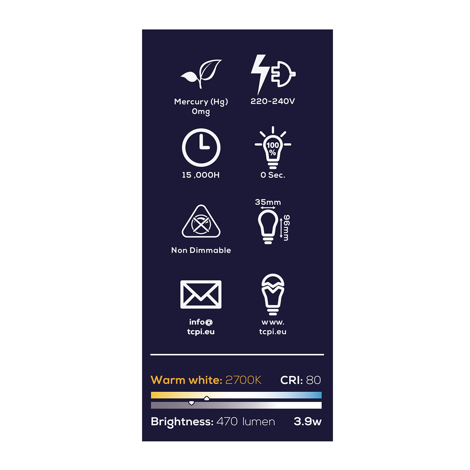 TCP Filament Candle 470L E14 Warm White Bulb - Warm White Image 3