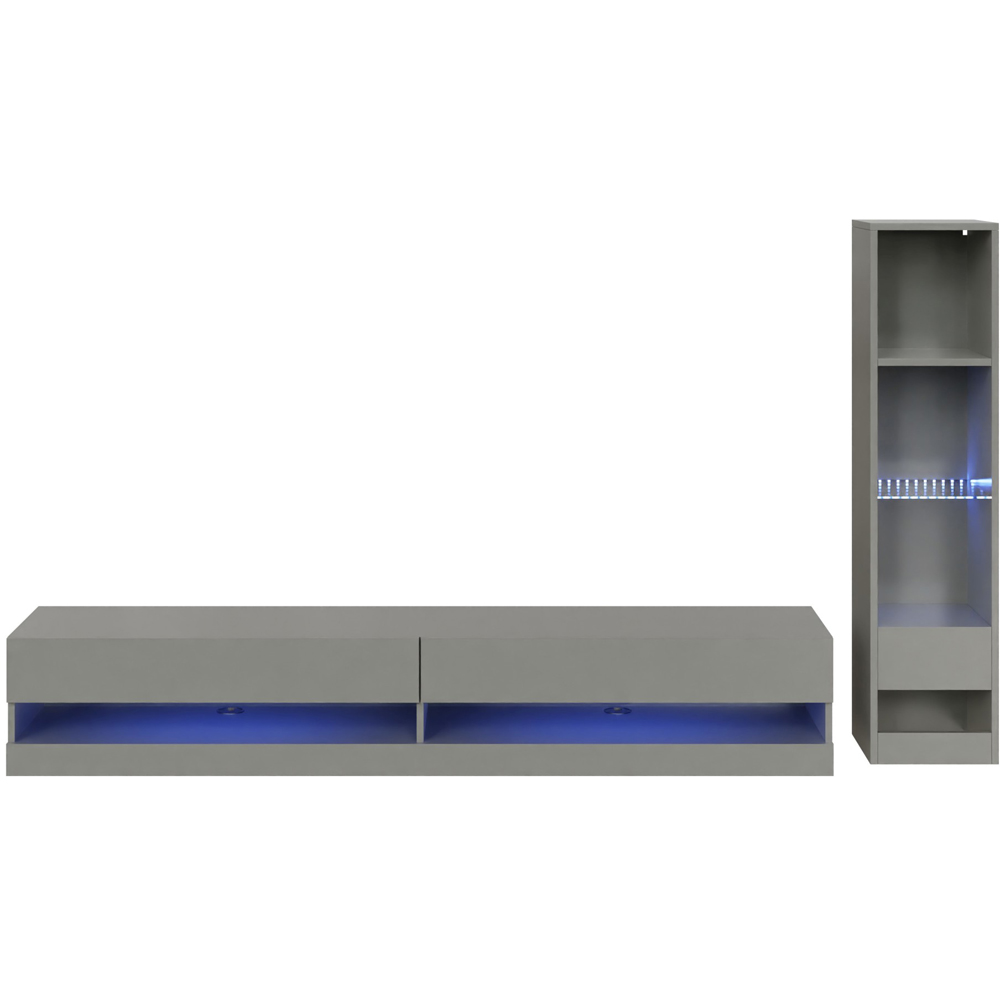GFW Galicia 6 Shelf Grey Compact Wall Mounted LED Media Set Image 2