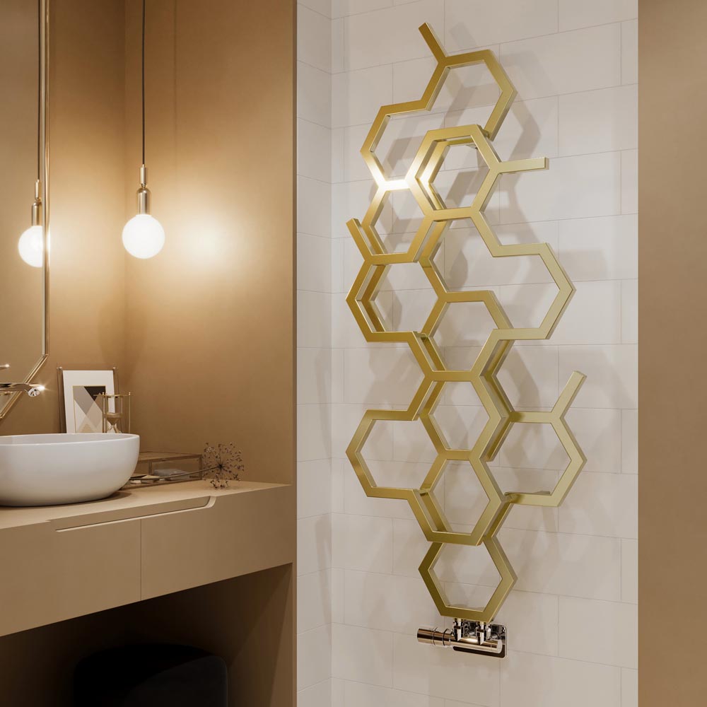 Terma Hex 1180 BTU Brass Radiator 1220 x 486mm Image 2