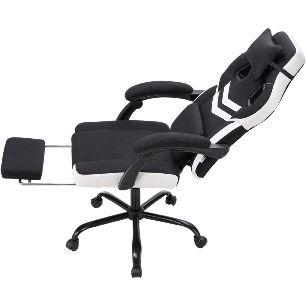 Living and Home Black and White Padded Gaming Chair with Footrest Image 6