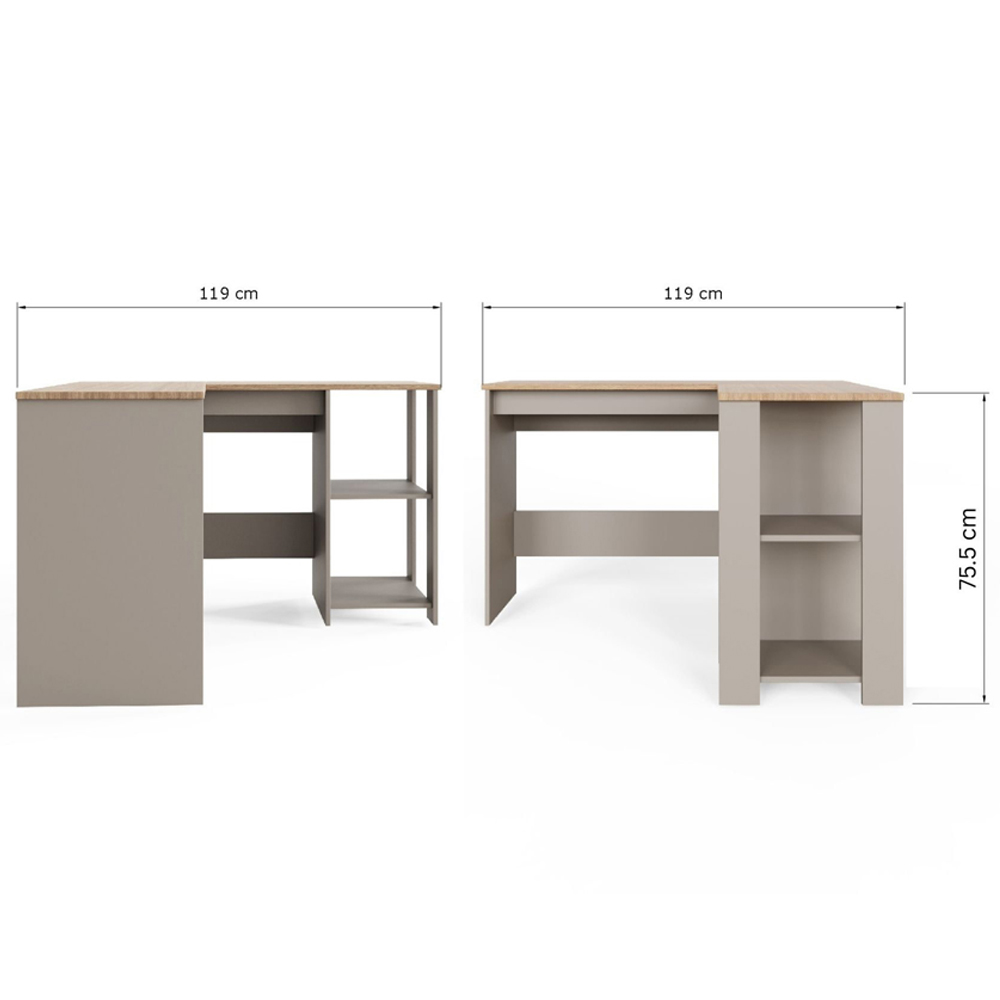 GFW Lancaster 2 Shelf Corner Computer Desk Grey Image 8