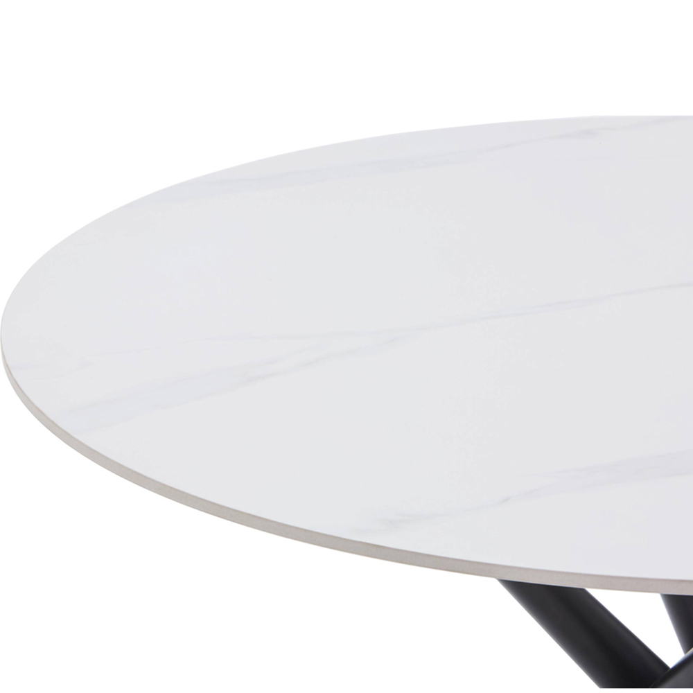 Avesta Marble Effect 4 Seater Round Dining Table White Image 6
