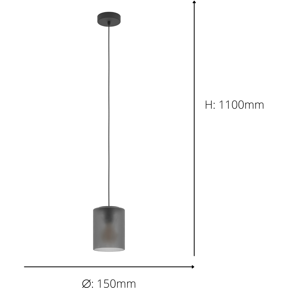 EGLO Colomera Black Steel and Grey Glass Pendant Light Image 5