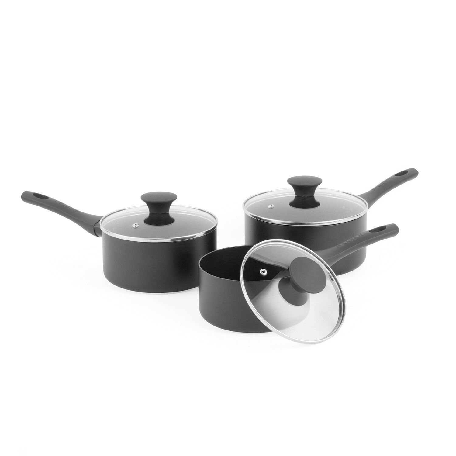 Set of 3 Salter Premium Essentials Saucepans - Black Image 4