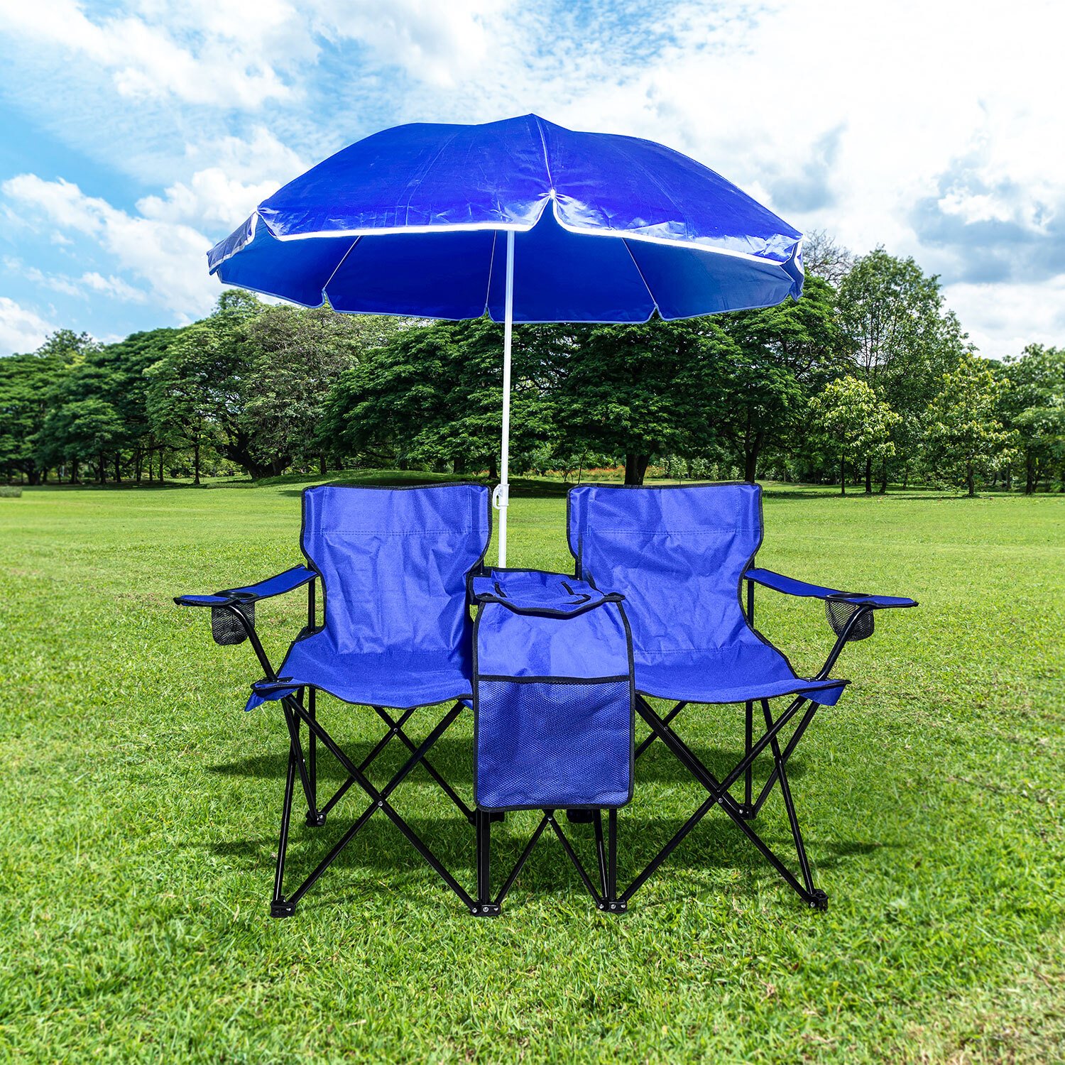 Beach Chair and Parasol Set - Blue Image 2