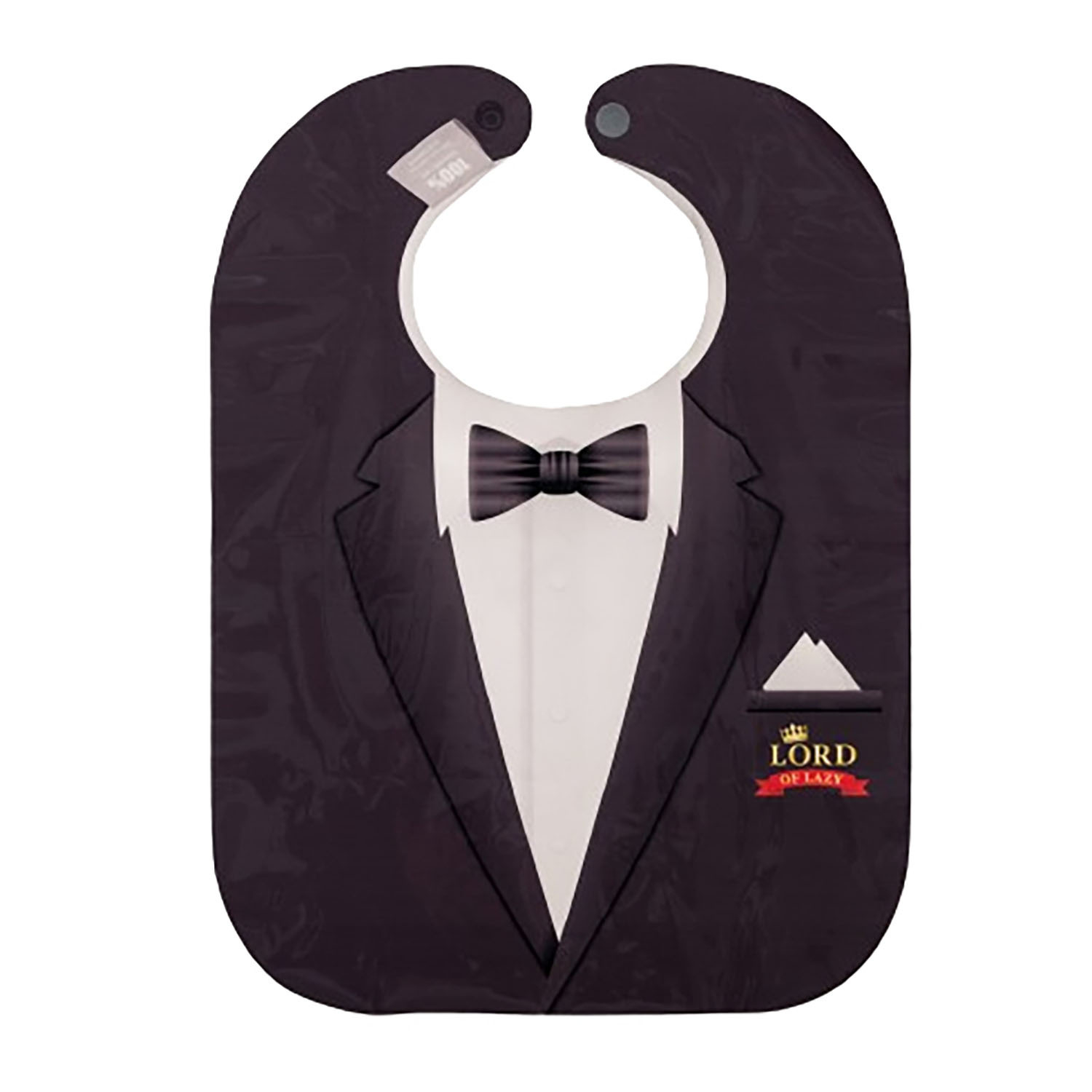 Lord of Lazy Tuxedo Bib - Black and White Image 2