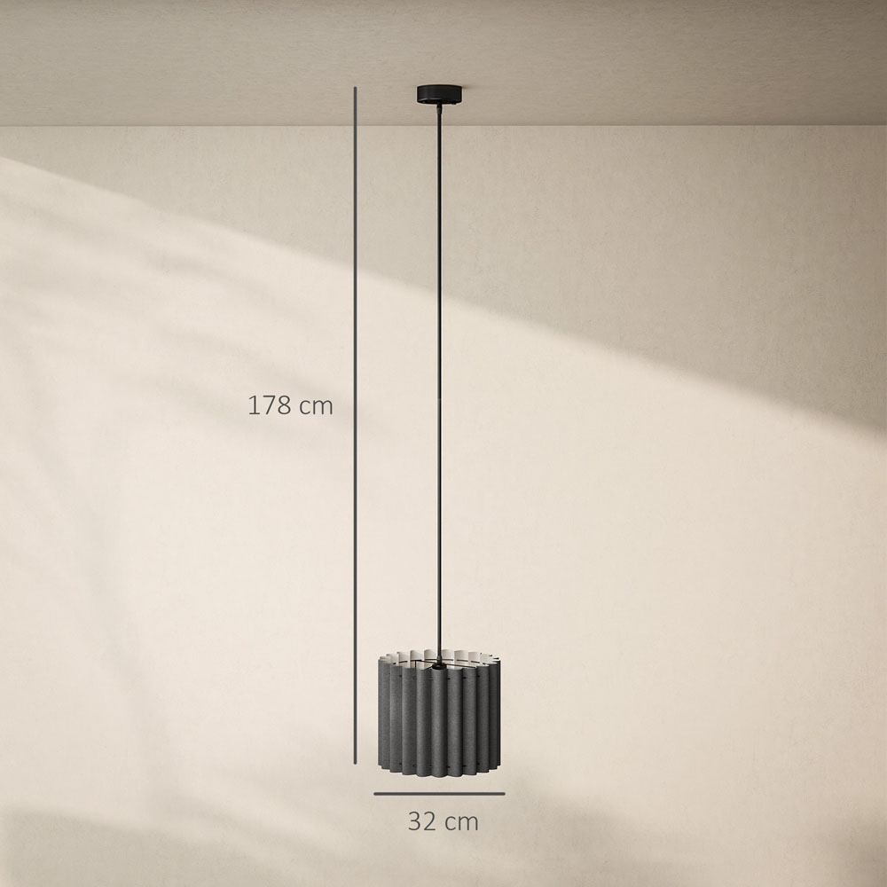 Portland Black Wave Linen Textured Shade Ceiling Lamp 178cm Image 9