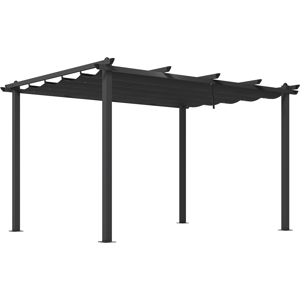 Outsunny 3 x 4m Black Retractable Sun Shade Pergola Roof Image 2