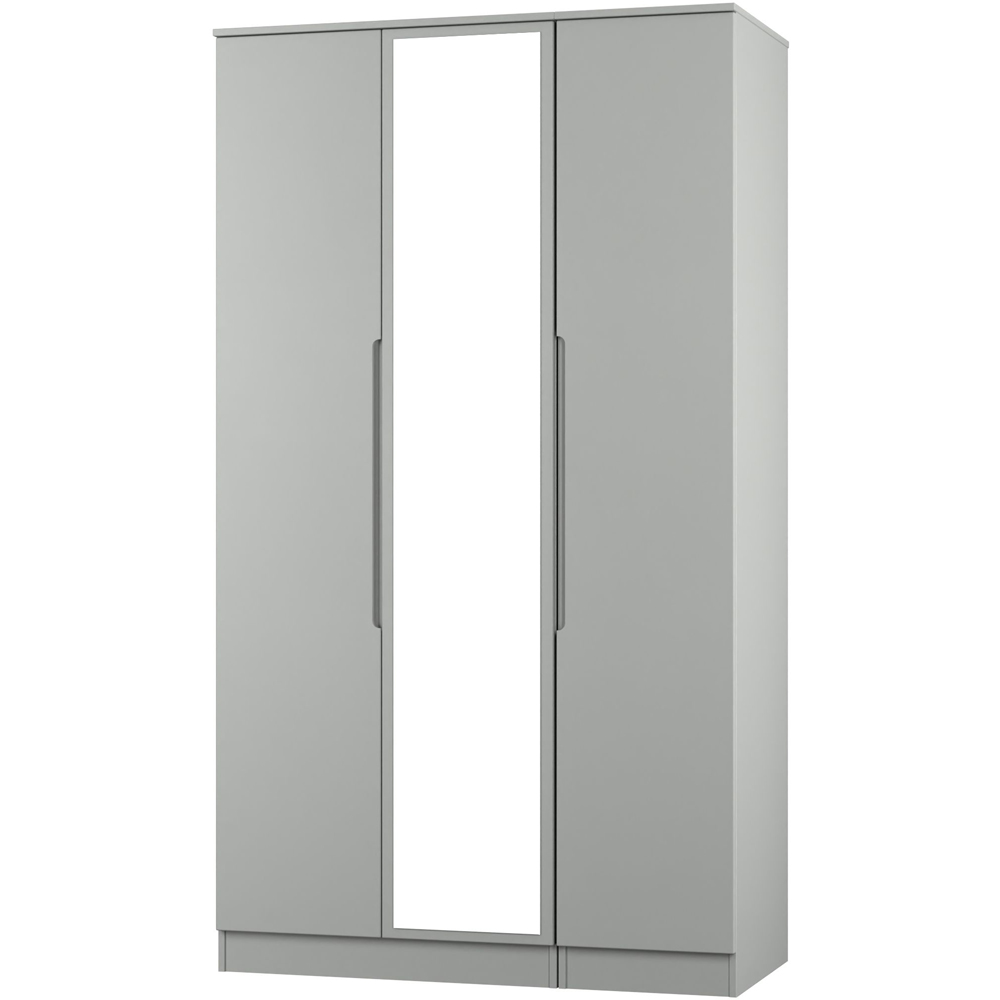 Crowndale Milan 3 Door Dusk Grey Tall Mirrored Wardrobe Ready Assembled Image 4