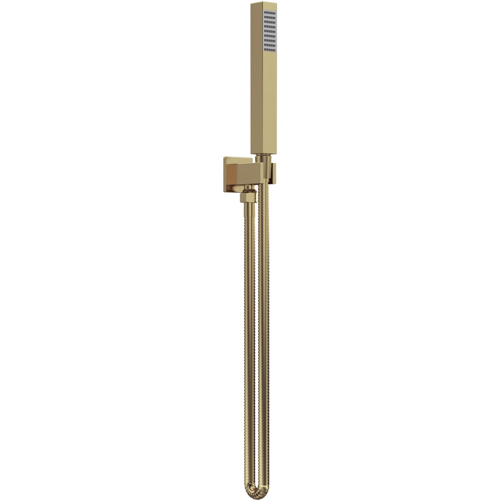 nuie Brushed Brass Outlet Elbow Parking Bracket Flex and Handset Image 1