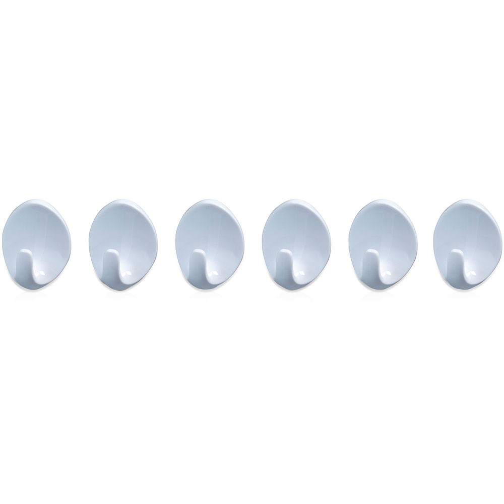 St Helens Oval Shape Plastic Self Adhesive Hook 6 Pack Image 1