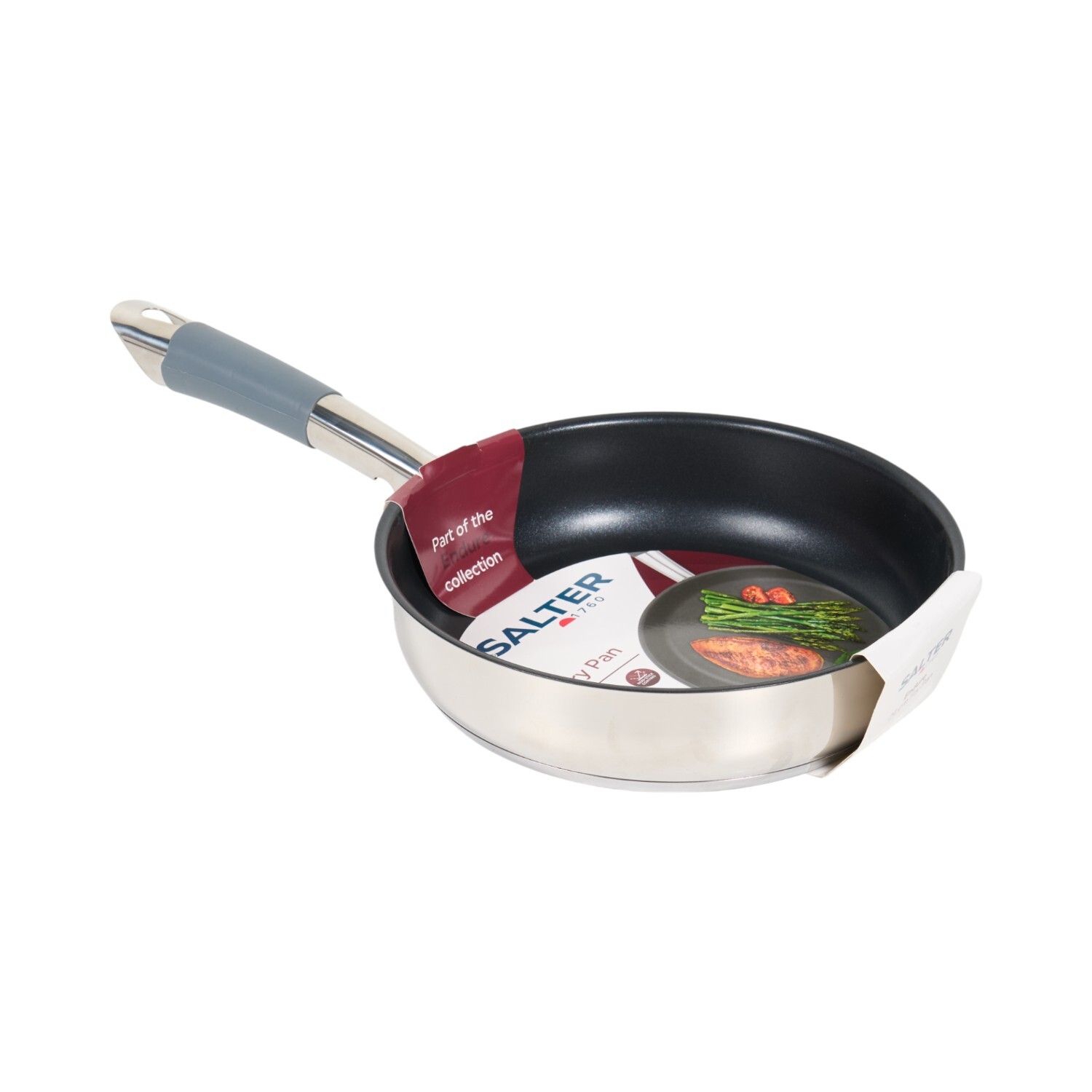Salter 24cm Non Stick Fry Pan with Silicone Handle Silver Image 2