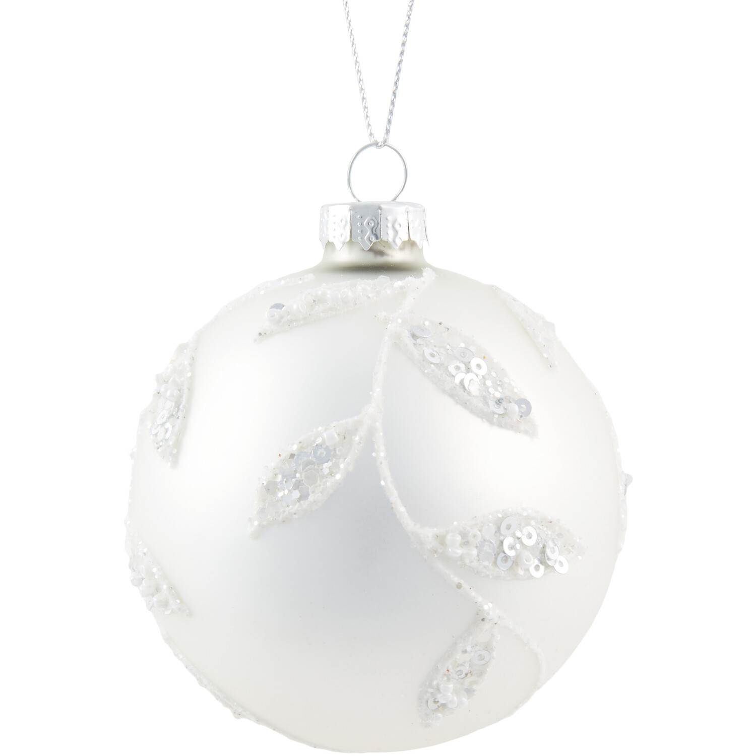 Glitter Patterned Bauble Ivory - Ivory Image 2