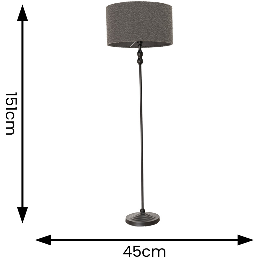 ValueLights Maggie Charcoal Boucle Shade Black Metal Candlestick Floor Lamp Image 4