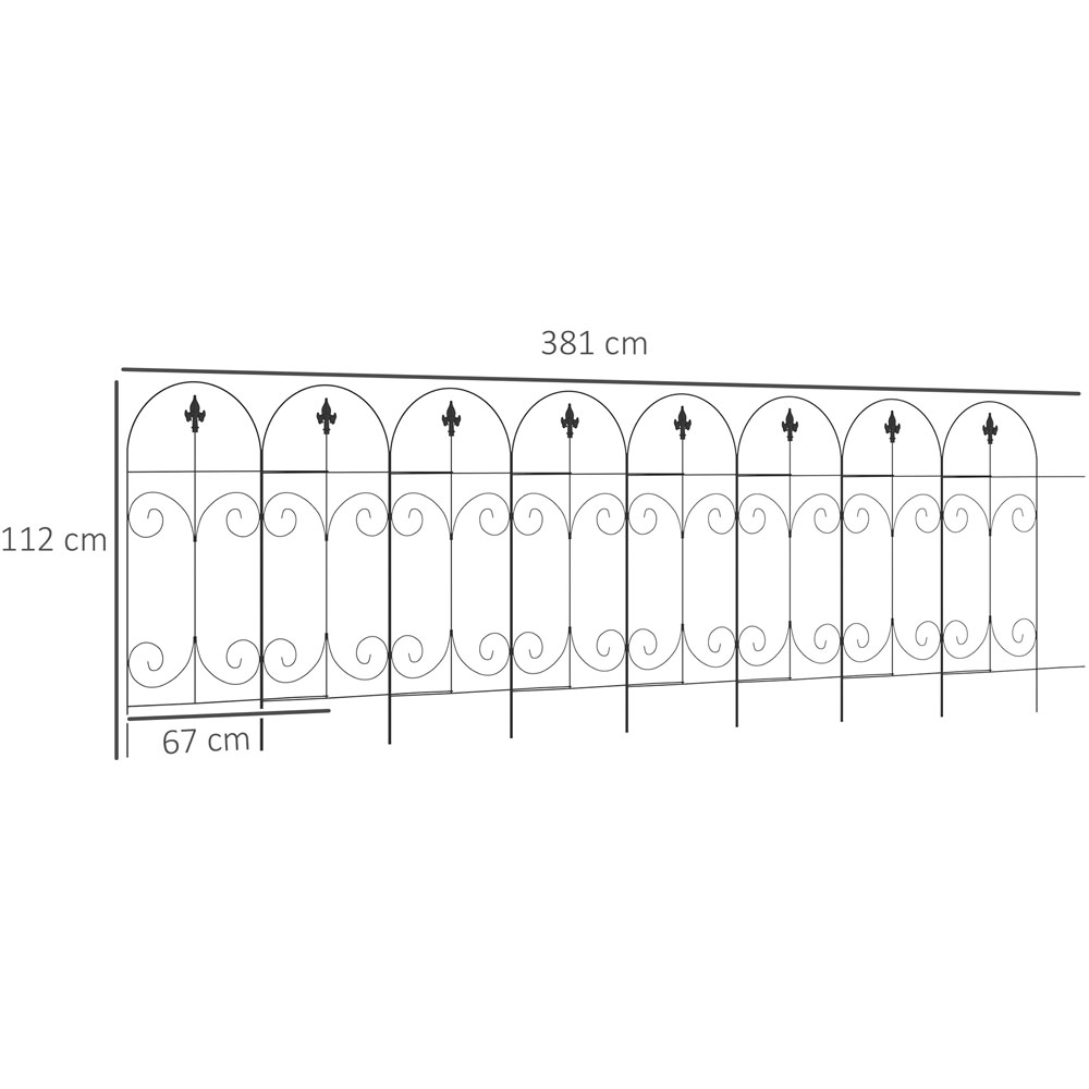 Outsunny 8pc Garden Fencing Black Image 6
