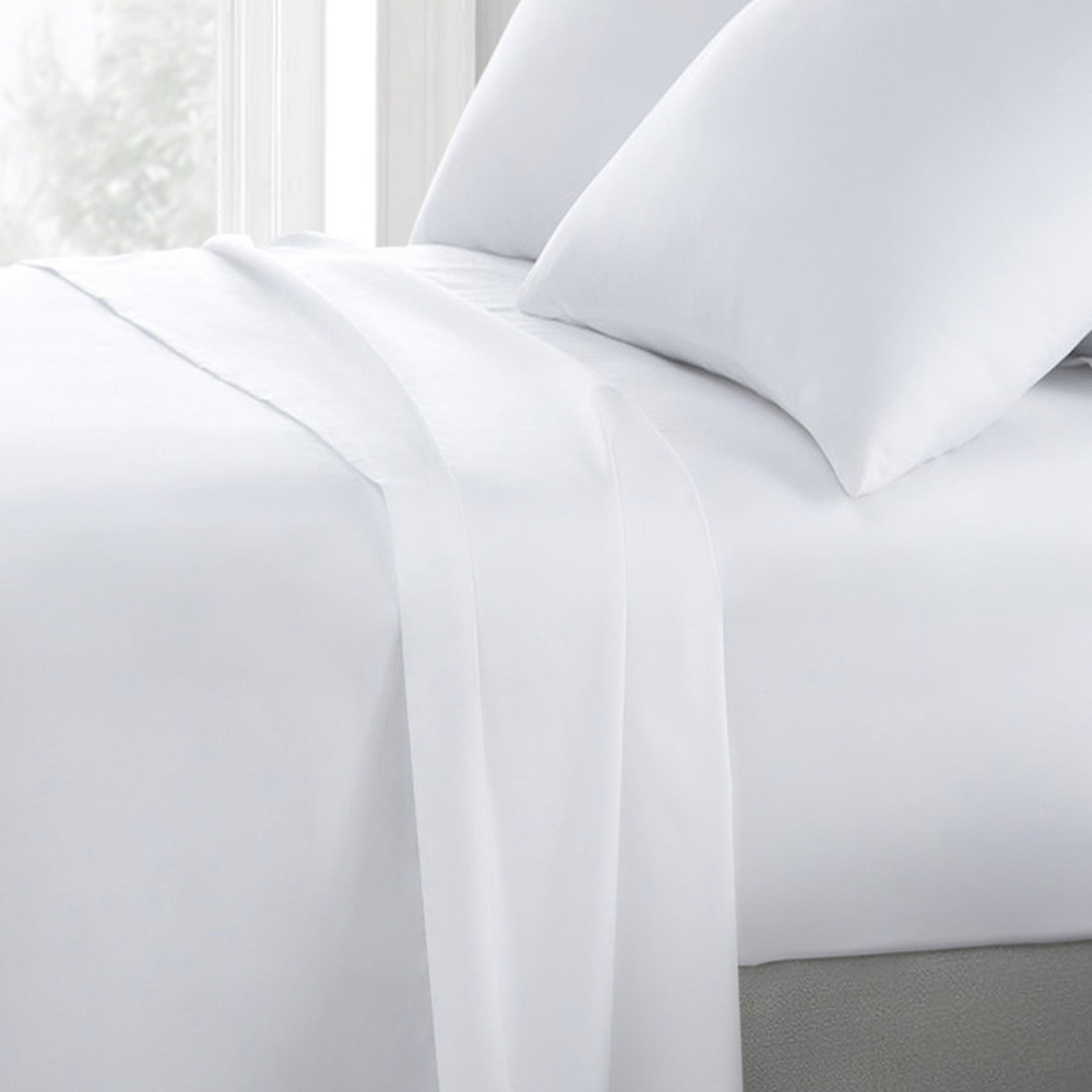 Sweet Dreams Percale Double White Flat Sheet Image 2