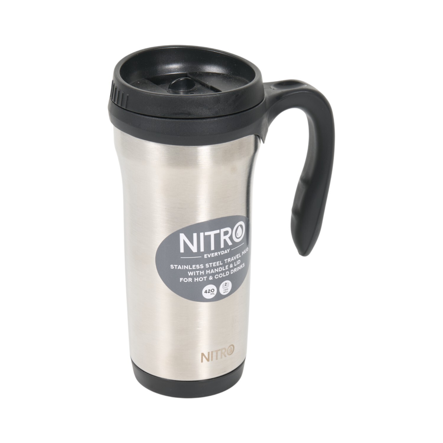 Nitro Double Wall Travel Mug Silver Image 3