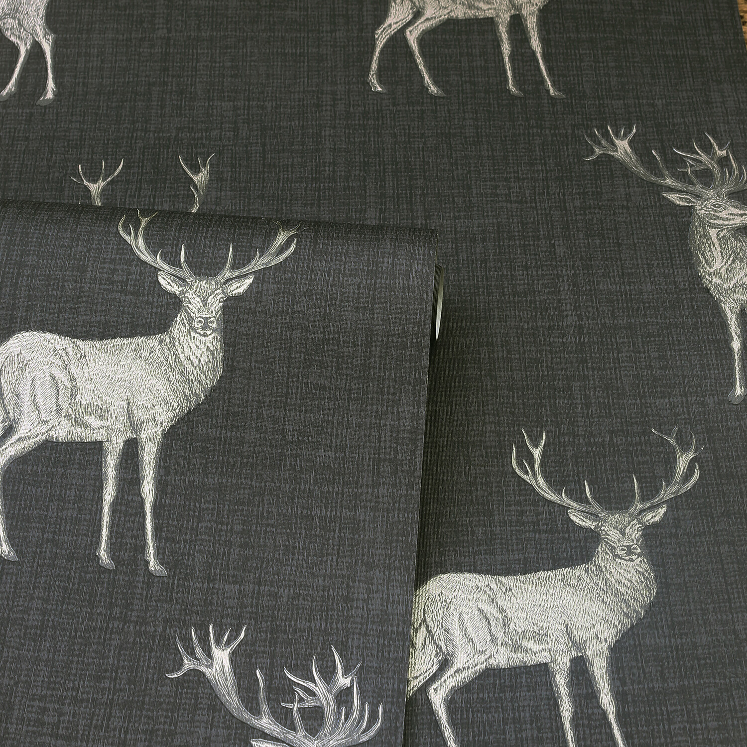 Heritage Stag Wallpaper - Charcoal and Copper Image 5