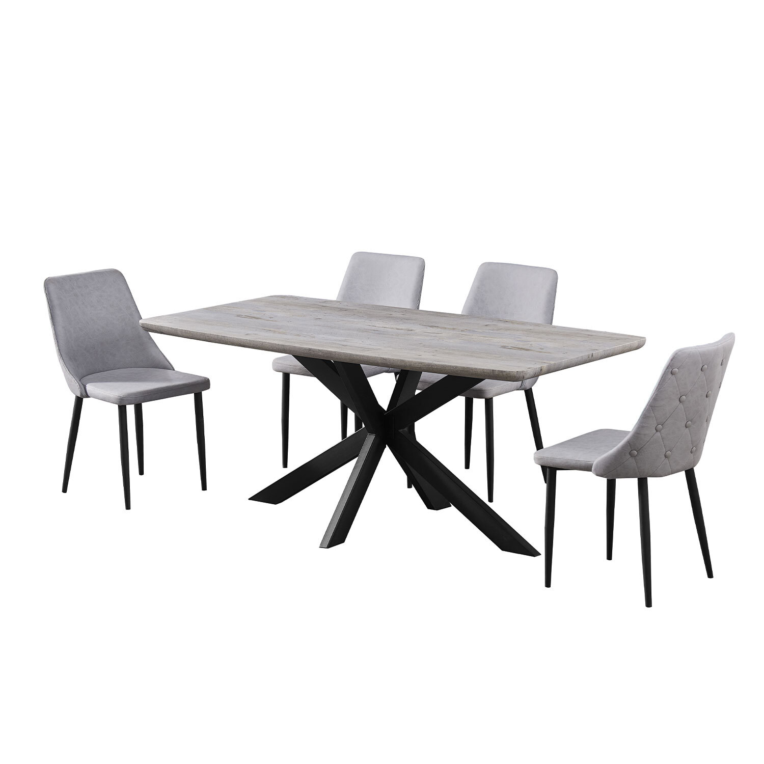 Chester 6 Seater Dining Table Grey and Black Image 7