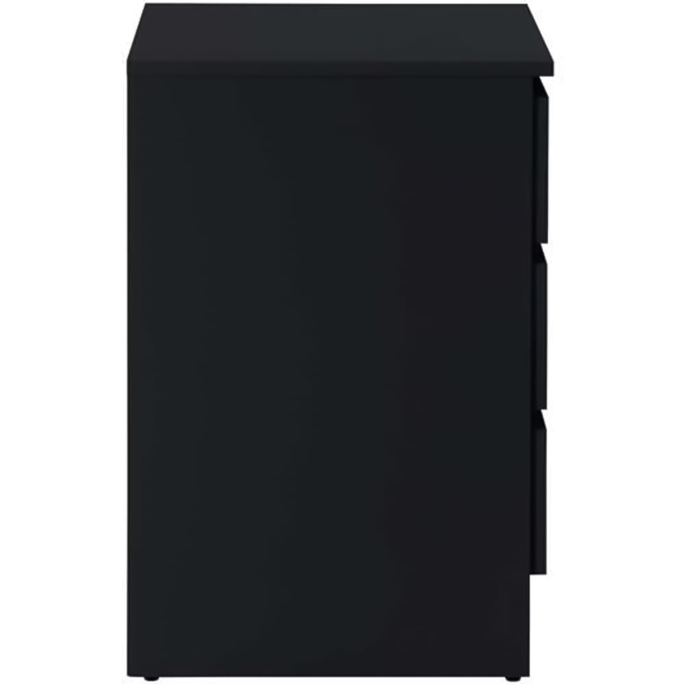 Oslo 3 Drawer Black Bedside Table Image 6
