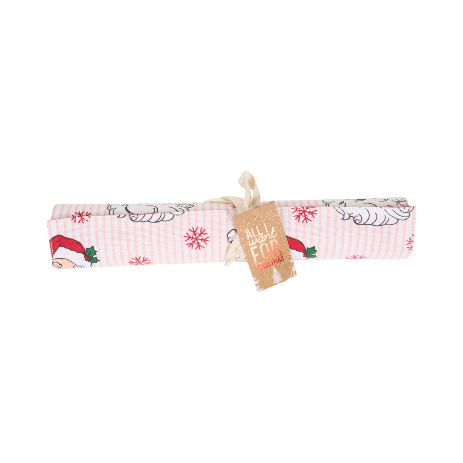Santa Print Table Runner Pink Image 2