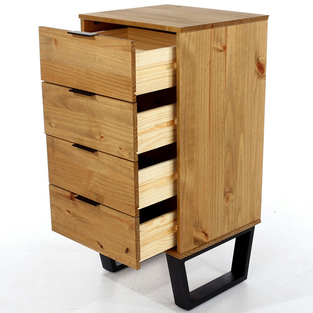 Core Products Texas 4 Drawer Antique Wax Pine Narrow Chest of Drawers Image 5