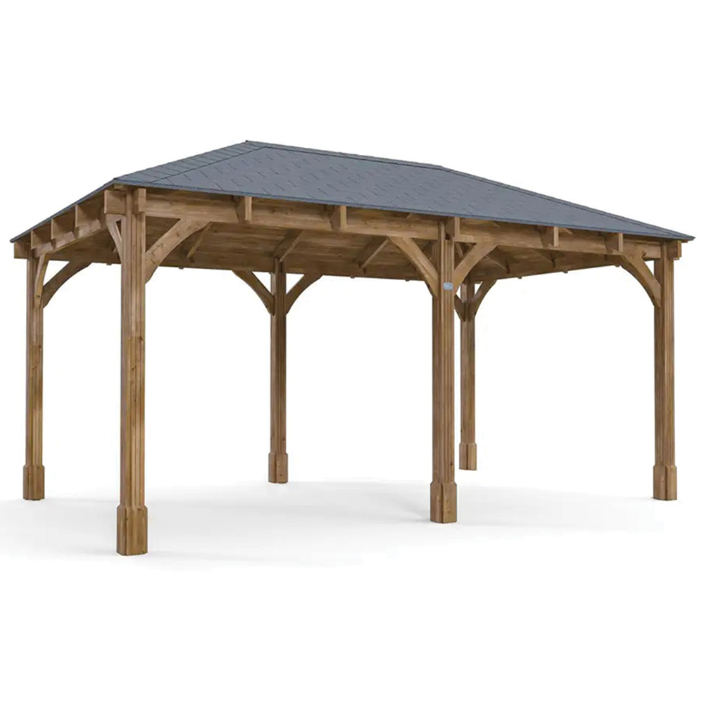 Dunster House Leviathan 5 x 3m Brown Garden Gazebo with Heavy Duty Roof Shingles Image 2